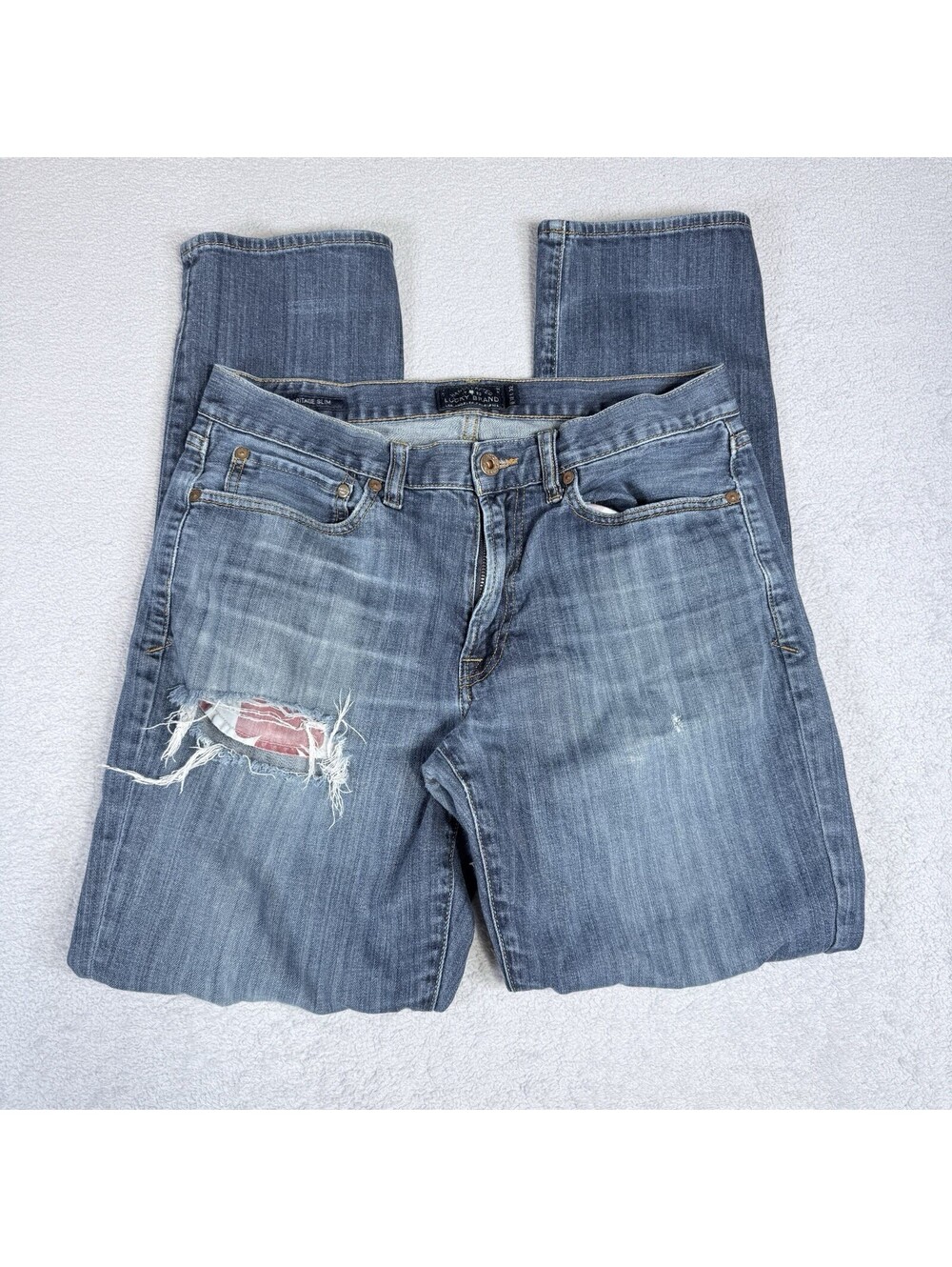 Lucky Brand 121 Heritage Slim Jeans Mens 32x32 Blue Medium Wash Straight Denim